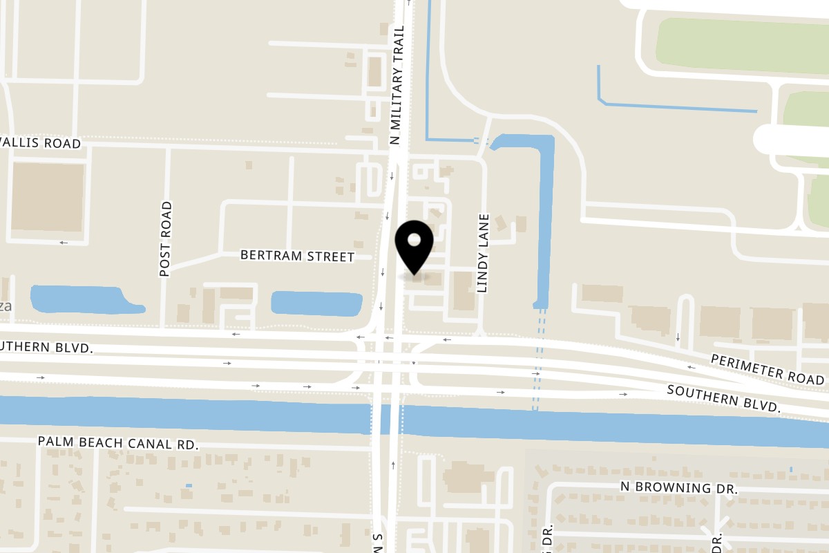 Map showing the location of Don Cafe Restaurant on 136 N Military Trl in West Palm Beach
